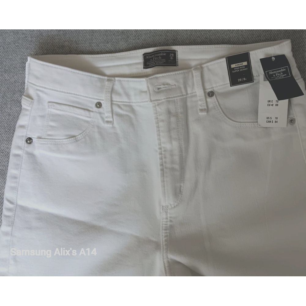 Abercrombie and Fitch Womens High Rise super Skinny White Size 29/8R New whit Tg